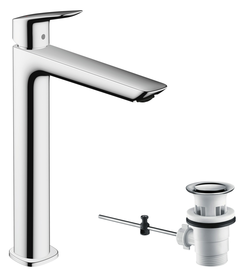 hansgrohe Waschtisch-Einhebelmischer 240 Fine Logis mit Zugstangen-Ablaufgarnitur, chrom
