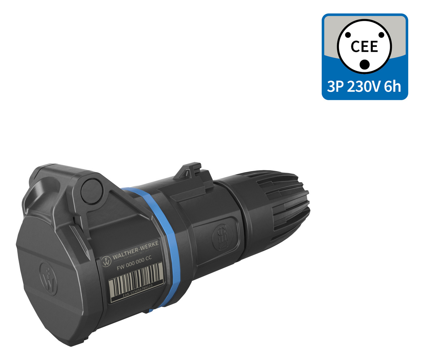CEE-Kupplung 3p 16A IP54 IP54 230V/bl 6h schraubl.Kl ger Kst Verschraubung