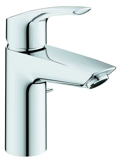 GROHE Waschtisch-Einhebelmischer Eurosmart 1/2", S-Size, mit Zugstangen-Ablaufgarnitur, Mittelstellung kalt, chrom
