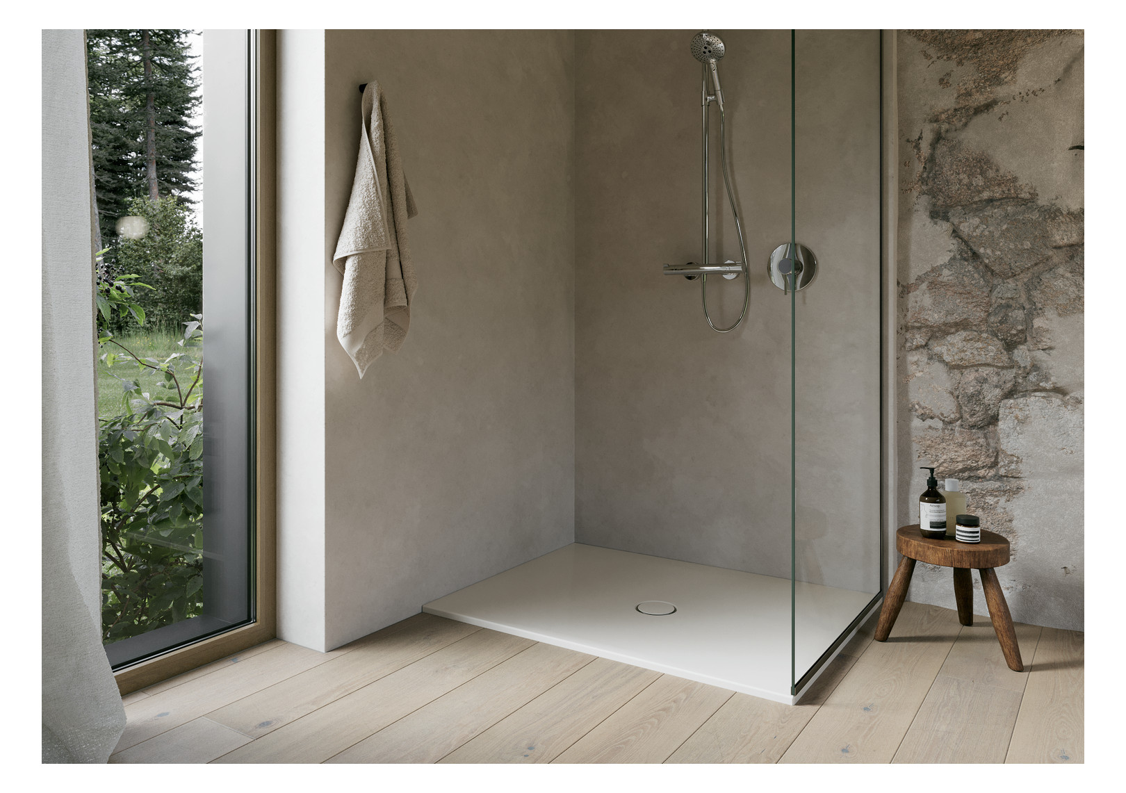 Duschfläche BetteFloor 5491 100x80cm, Antirutsch/Pro, Mini-Wannenträger, pergamon