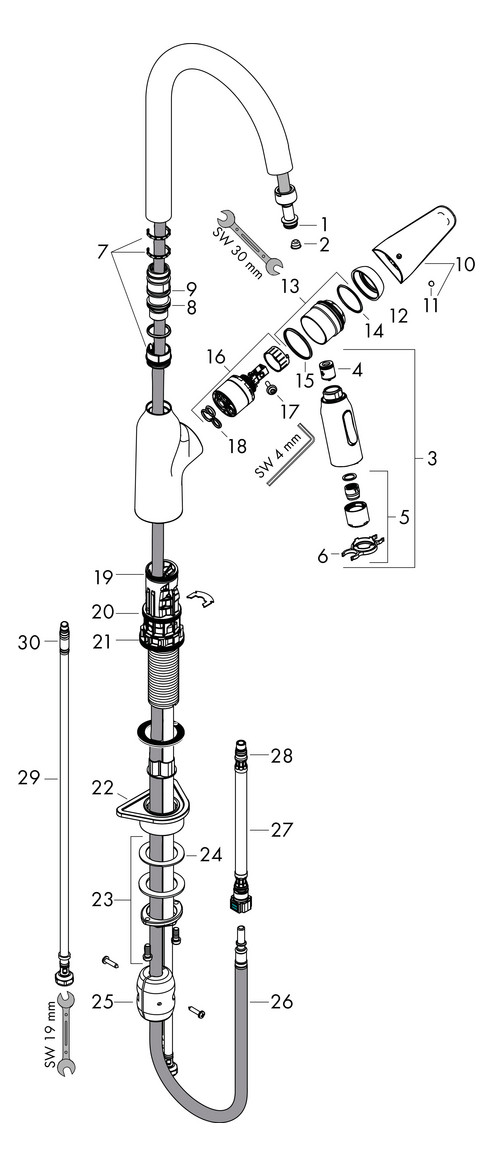 hansgrohe Spültisch-Einhebelmischer 180 Focus M42 mit Ausziehbrause, 2jet, chrom