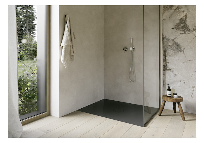 Bette Duschfliese BetteAir 1000 x 900 mm, ebony, Rechteck, glasierter Titan-Stahl