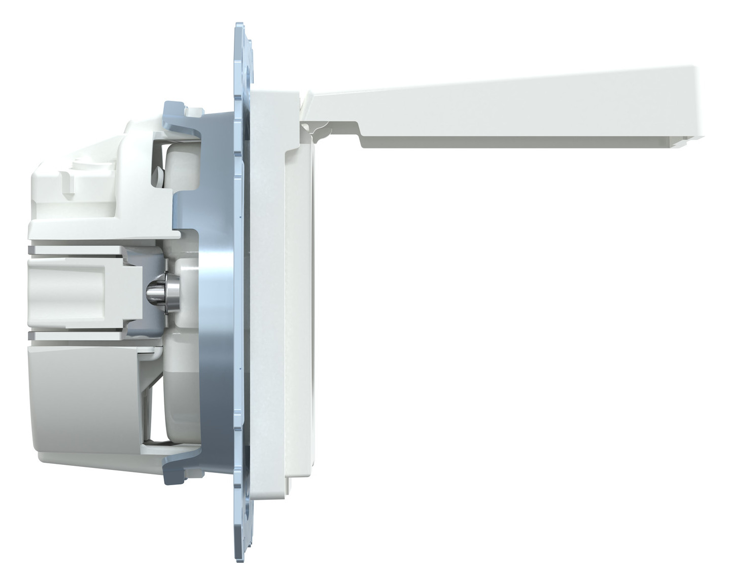 Steckdose 1f akws glz System M UP Klappd IP20 aktivweiß