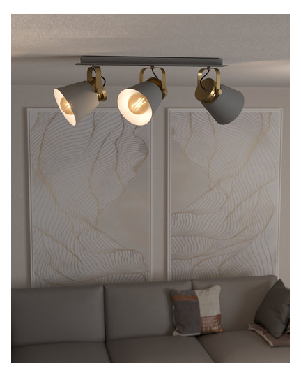 EGLO Balkenspot/3 E27 Grau/Gold    43837 