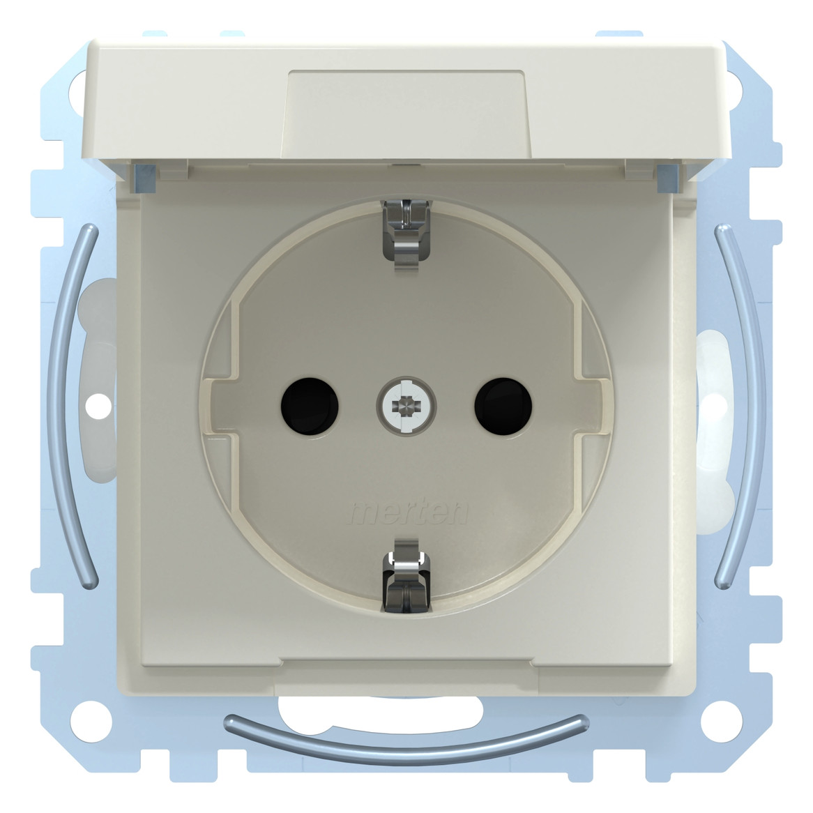 Steckdose 1f polws glz System M UP m.BS Klappd Mit erhöhtem Berührungsschutz