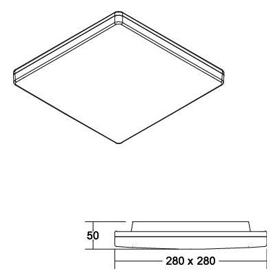 LED-Anbauleuchte 13-18W 3000-5700K ws 1881lm IP65 280x280x50mm
