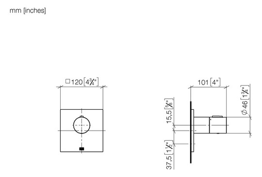 Dornbracht Fertigmontageset xTOOL UP-Thermostat, ohne Mengenregulierung, 3/4", Dark Platinum gebürstet