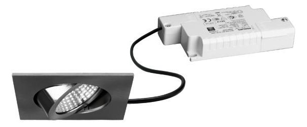 LED-Einbaustrahler 6W 3000K 630lm Konv ni mt 1LED Alu IP20 RF:hochglänzend