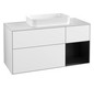 V&B Waschtisch-Unterschrank Finion 120x60,3x50,1cm, Regal rechts Black matt lacquer, Glossy white lacquer