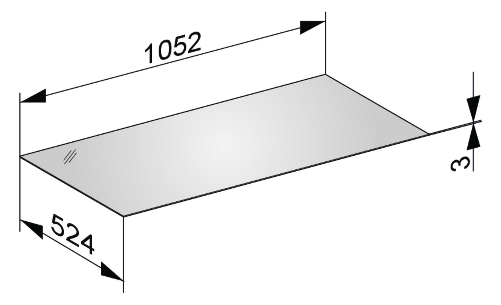 KEUCO Abdeckplatte Edition 11 105,2 x 0,3 x 52,4 cm, Cashmere, Glas Cashmere satiniert, ESG Glas Unterseite lackiert
