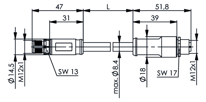 Patchkabel Cat6A S/FTP IP67 2m bl M12 M12 gekreuzt 24qmm