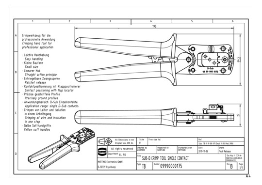 HART HARTING CRIMPZANGE F. M 09990000175 