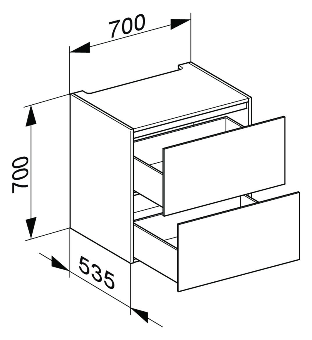 KEUCO Unterschrank Edition 11 70x70x53,5cm, 2 Frontauszüge, Beleuchtung, Cashmere, Glas Cashmere