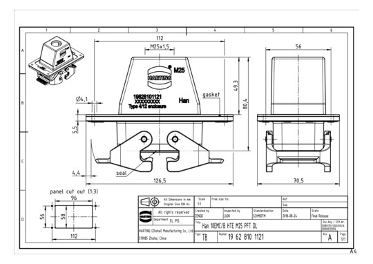 HART Han 10EMV/B-GG-M25-WDF- 19628101121 