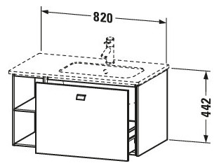 Duravit Waschtisch-Unterschrank Brioso 82x47,9x44,2cm, 1 Auszug, Becken rechts, chrom/Betongrau matt