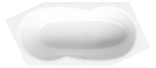6-Eck-Badewanne BetteMetric 6840 206x90x45cm, Fußende rechts, Überlauf vorne, manhattan