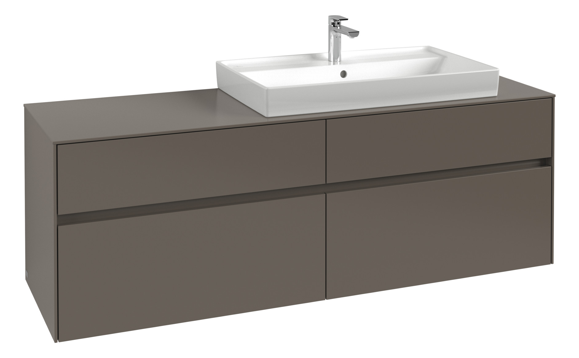 V&B Waschtischunterschrank Collaro 160x54,8x50cm, Waschtisch rechts, LED-Beleuchtung 12W, stone oak