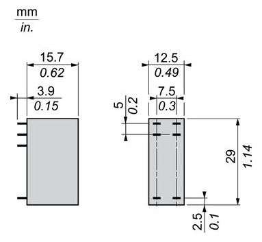 Schaltrelais 1W IP40 12,5x29x19,6mm Steckanschl