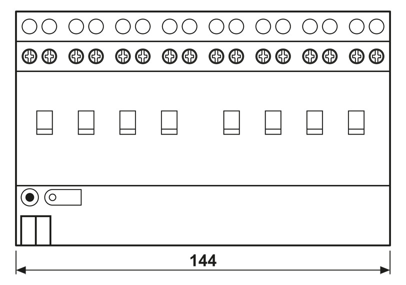 Schaltaktor KNX REG 8TE 8f 16A 3680W 21-32V Vor Ort-/Handbedienung