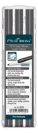 Pica-Ersatzminenset FORALL BauMinen Graphit (12 Stück)