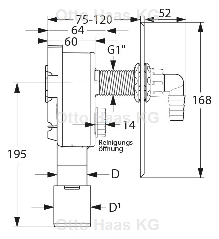 HAAS Unterputz-Geräte-Siphon OHA 4000 DN 40/50, für Waschmaschine und Geschirrspüler, ohne Montageplatte