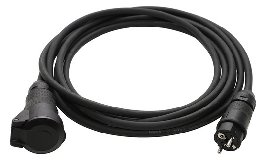 Netzanschlussleitung 5m 3x2,5qmm 16A sw Schutzkontaktstecker CEE 7/4 (Typ F)