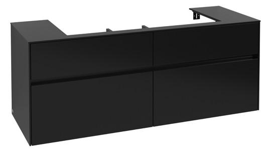 V&B Waschtischunterschrank Collaro 140x54,8x50cm, Waschtisch mittig, black matt laquer