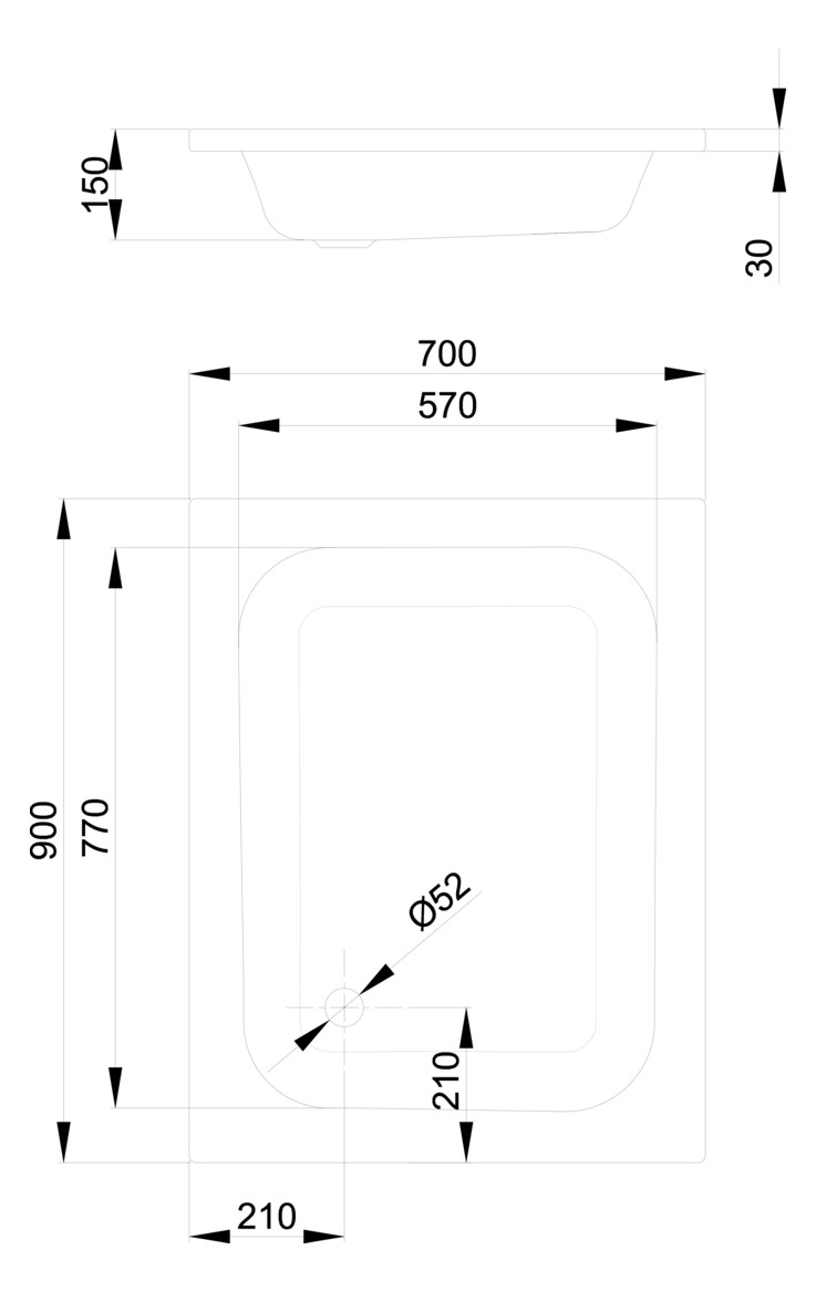 Duschwanne BetteQuinta 90x70x15cm, starwhite