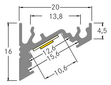 Eckprofil si Alu 2000x20x16mm Eckprofil si Alu 2000x20x16mm