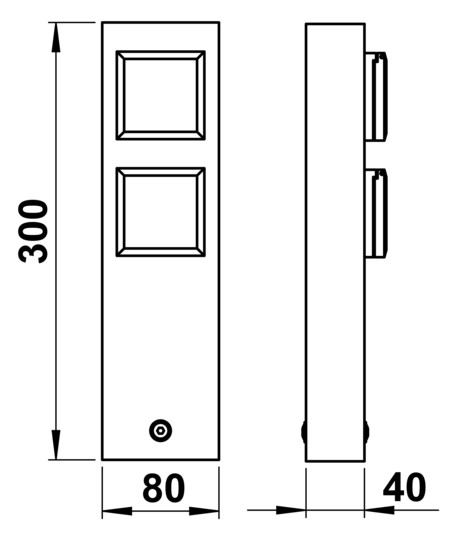 Steckdosensäule Metall an 2Steckd anth 300x80x40mm IP44