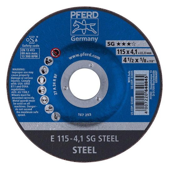 PFERD-Schruppscheiben für Metall SG STEEL - 115x4,1mm