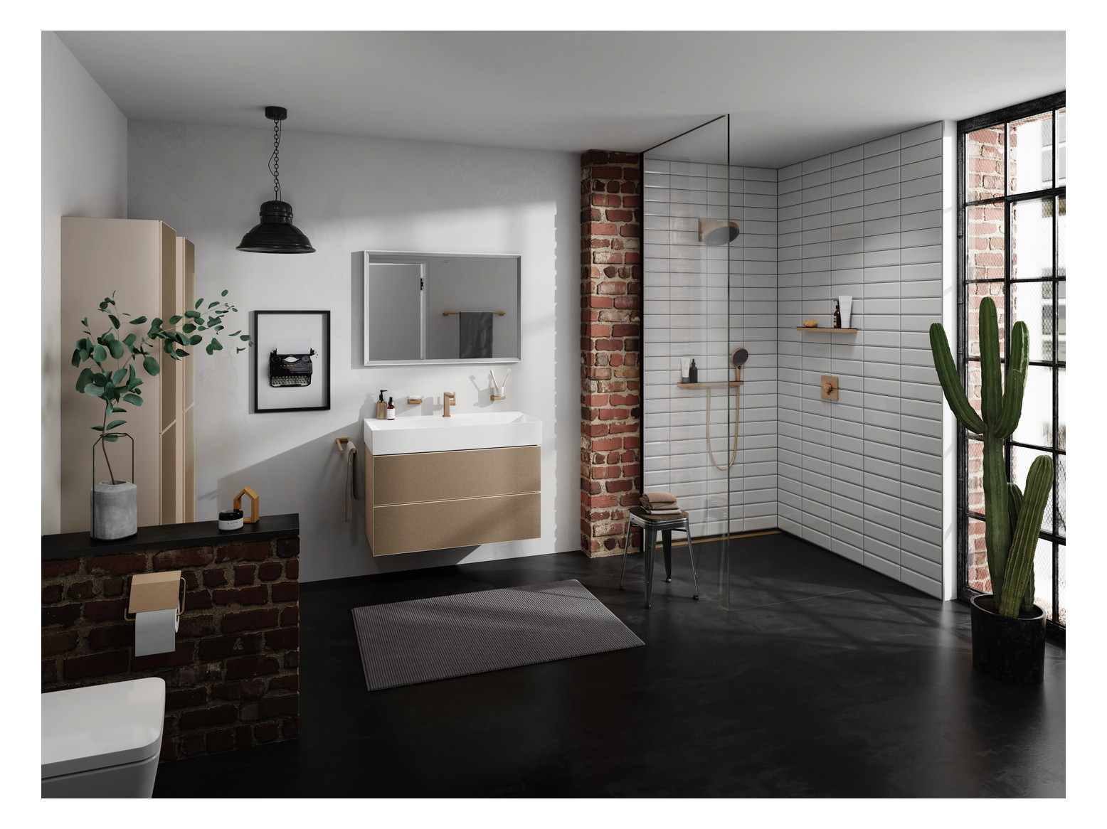 hansgrohe Handtuchhalter AddStoris Länge 445mm, zweiarmig, Wandmontage, Metall, brushed bronze