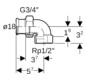 Geberit Übergangswinkelverchraubung Mapress 18 mm x Rp 1/2, Kupfer, 90°, flachdichtend, mit Innengewinde, Rotguss