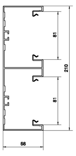 Geräteeinbaukanal Alu 210x68mm natur anod/elox GEB-K 11300qmm 2000mm