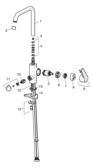 HANSA Spültisch-Einhebelmischer HANSAPOLO mit mechanischen Geräteabsperrventil, schwenkbar, Ausladung 200mm, chrom