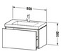 Duravit Waschtisch-Unterschrank c-bonded L-Cube 80 x 48 cm, 1 Hahnloch, eiche schwarz, 1 Auszug, wandhängend