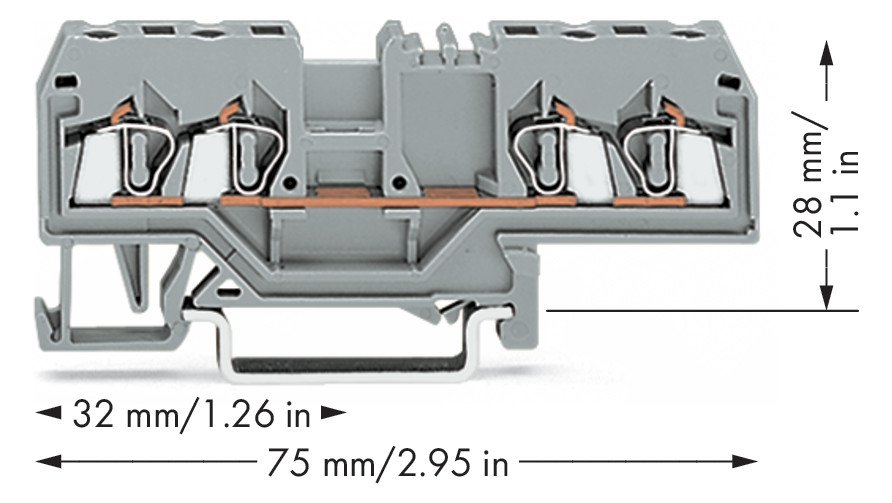 Reihenklemme 0,08-2,5qmm Serie 280 20A 1Etage 4kl gr Hutschiene TH35