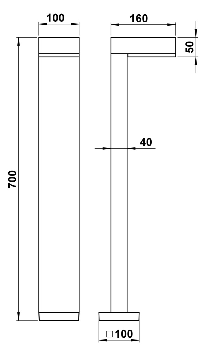 LED-Pollerleuchte 10W IP54 3000K 900lm si Alu 1LED Kst_opal