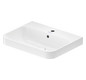 Duravit Aufsatz-Waschtisch Happy D.2 Plus 60x46cm, geschliffen, mit Hahnloch, Überlauf, Hahnlochbank, weiß WonderGliss