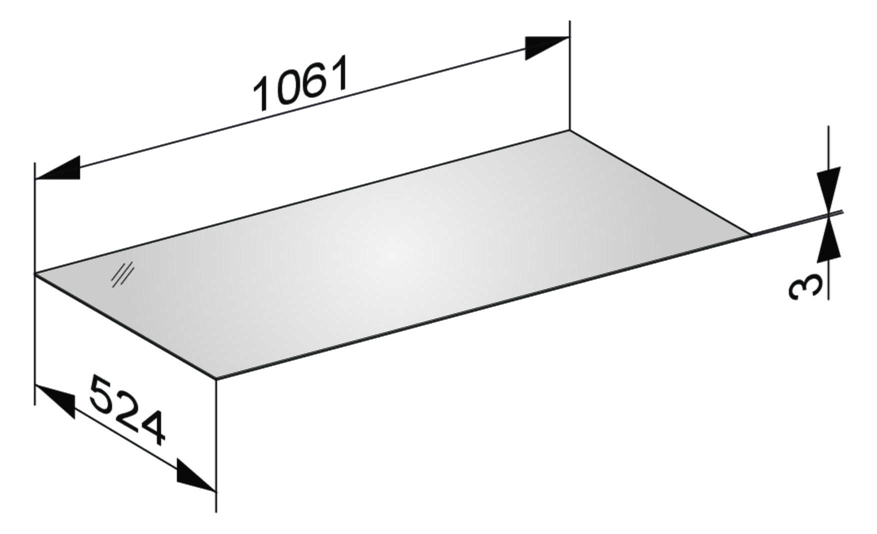 KEUCO Abdeckplatte Edition 11 106,1 x 0,3 x 52,4 cm, Cashmere, Glas Cashmere, ESG Glas Unterseite lackiert