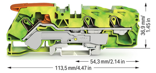Schutzleiter-Reihenklemme 0,5-16qmm gn/ge 1Etage Hutschiene TH35