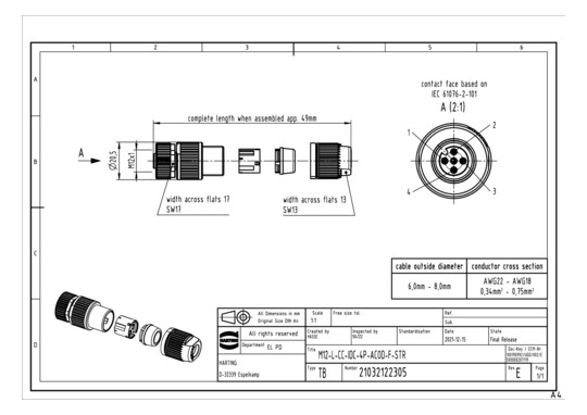 HART Rundsteckverbinder M12  21032122305 