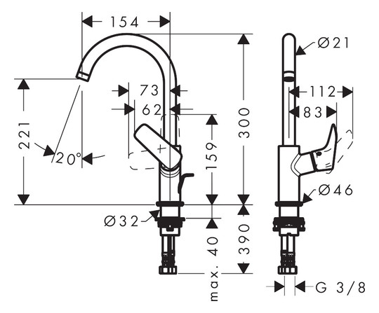 hansgrohe Waschtisch-Einhebelmischer 210 Logis mit Zugstangen-Ablaufgarnitur, mit Schwenkauslauf, chrom