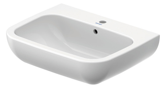 Duravit Waschtisch D-Code 65 x 50 cm, mit Hahnloch, Überlauf, Hahnlochbank, weiß