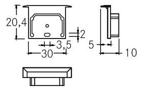 Endkappe sw Kst L20,4mm B30mm H10mm