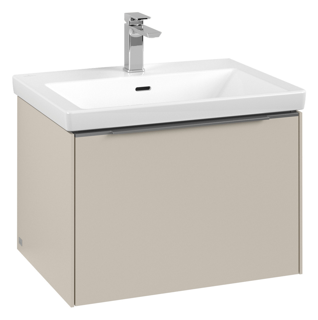 V&B Waschtisch-Unterschrank Subway 3.0 62,2x42,9x47,8cm, mit LED/Griff Aluminium glänzend, cashmere grey