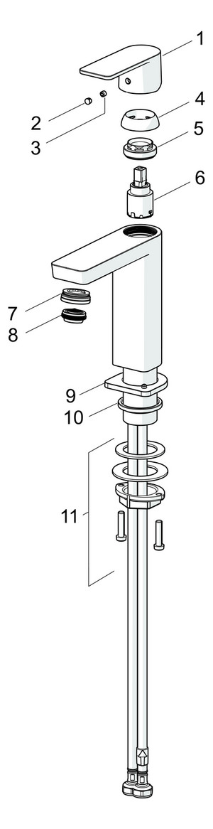 HANSA Waschtisch-Einhebelmischer HANSASTELA Eco mit Ablaufgarnitur, Ausladung 106mm, chrom