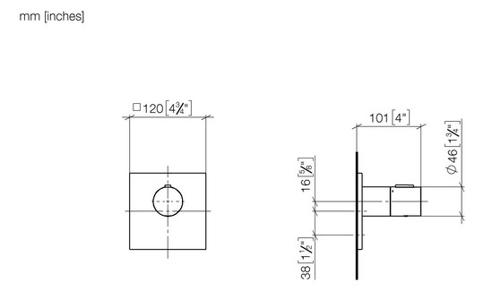 Dornbracht Fertigmontageset xTOOL UP-Thermostat, Thermostatmodul mit 1 Ventil, Messing gebürstet