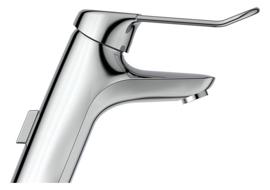 Ideal-Standard Waschtisch-Einhebelmischer CeraMix Blue Bügelhebel, Cu-Rohr, mit Metall-Ablaufgarnitur, chrom