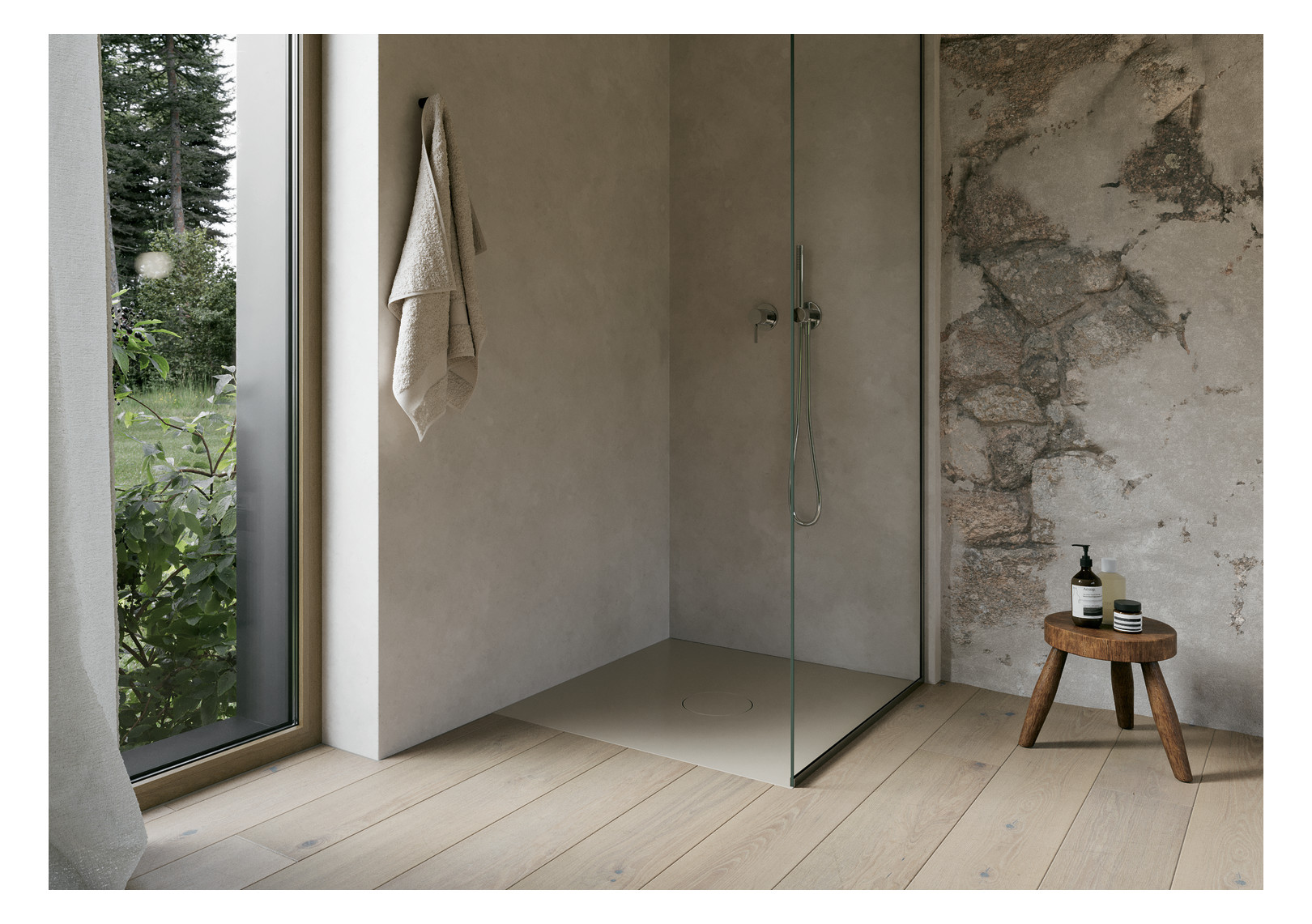 Bette Duschfliese PLUS BetteAir 1000 x 1000 mm, sand, Rechteck, glasierter Titan-Stahl, mit Minimum-Täger